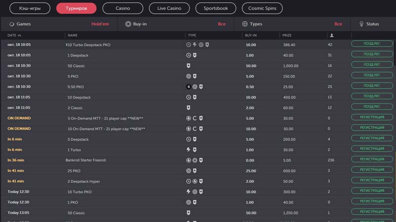 МТТ в КоинПокер